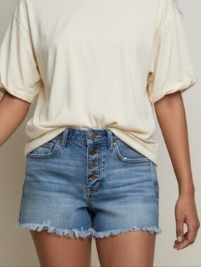 American Eagle Outfitters Button Up Jean shorts Size 0 9" Rise